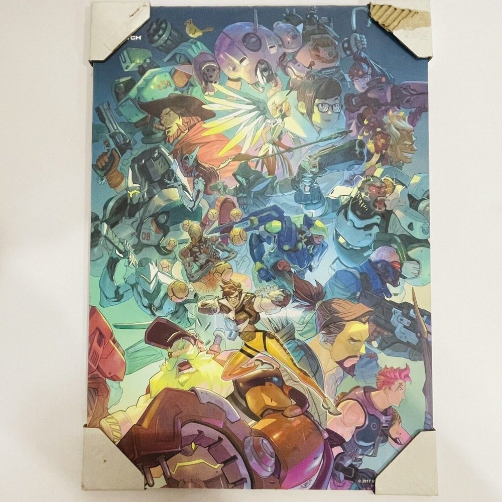 NWT Blizzard Overwatch 2017 Video Game Collage Rare Art Wall Hanging 12" x 8.25"
